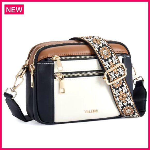 Small Vegan Leather Crossbody Bag Adjustable Strap Daily Use Lightweight - Picture 2 of 8